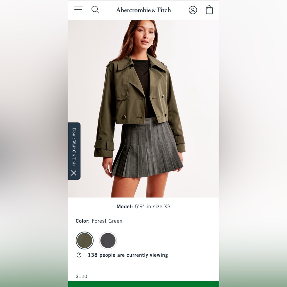Abercrombie & Fitch Gray Mini Trench Coat